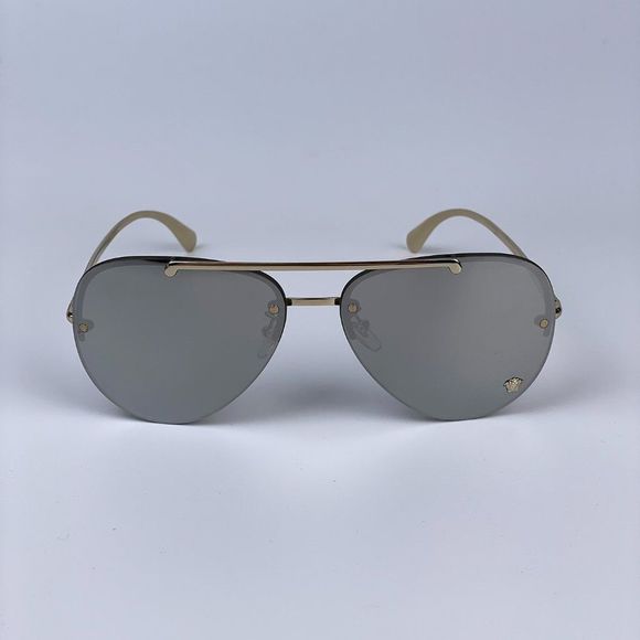 Versace VE2231 12526G Sunglasses Aviator Pale Gold Rimless Mirrored Women - Picture 6 of 10